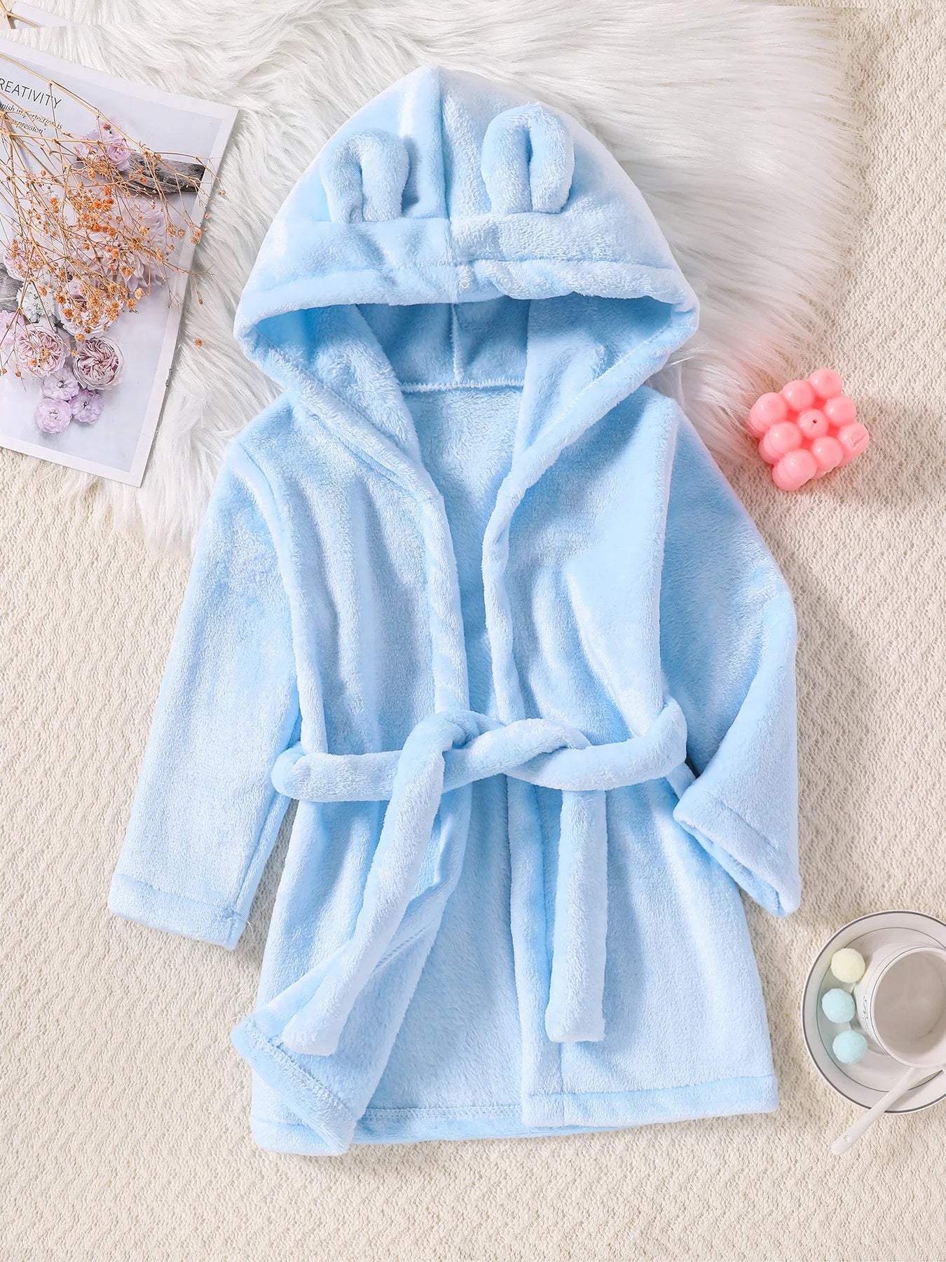 peignoir de bain fille 6 ans bleu