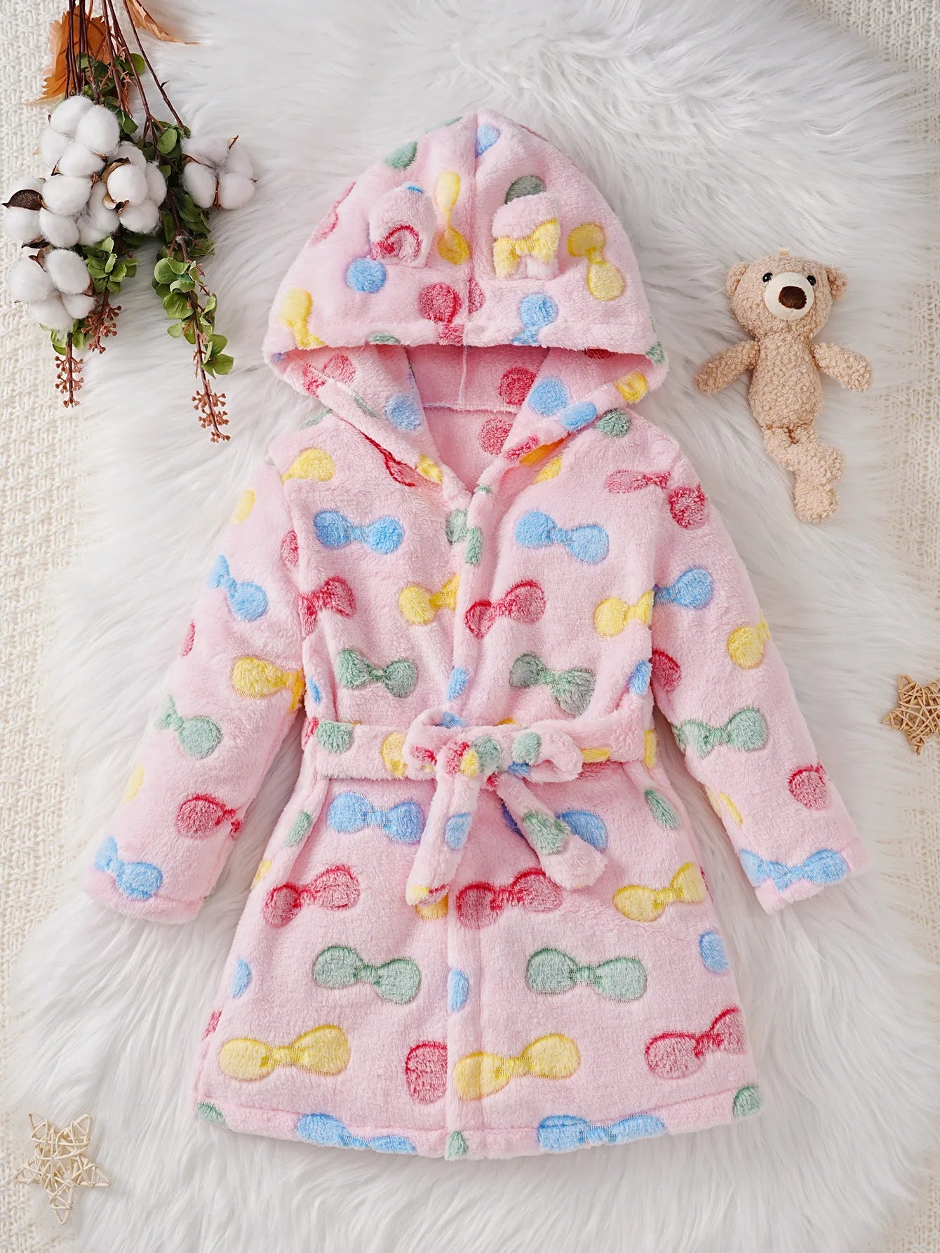 peignoir de bain fille 6 ans rose noeuds