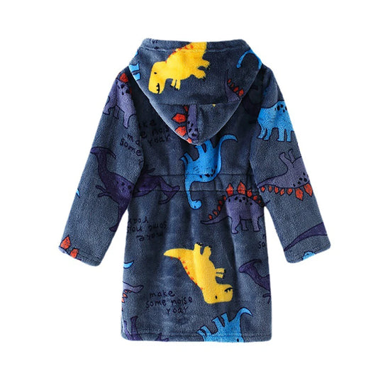 peignoir de bain garçon dinosaure bleu