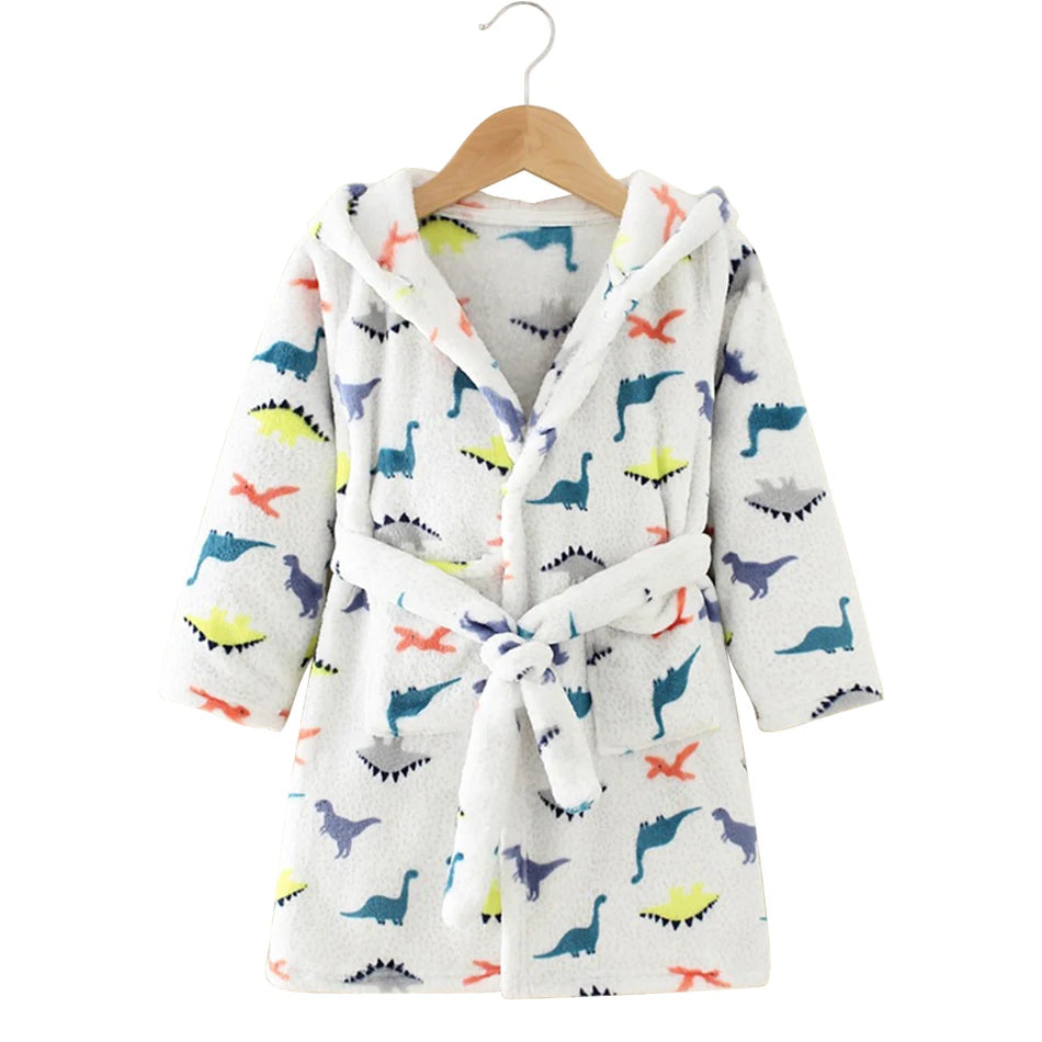 peignoir de bain garçon blanc dinosaure