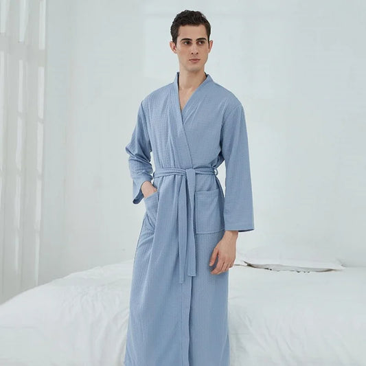 peignoir de bain homme bleu