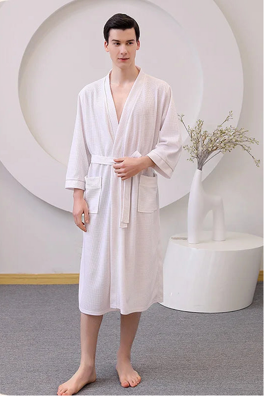 peignoir de bain homme grande taille éponge blanc 