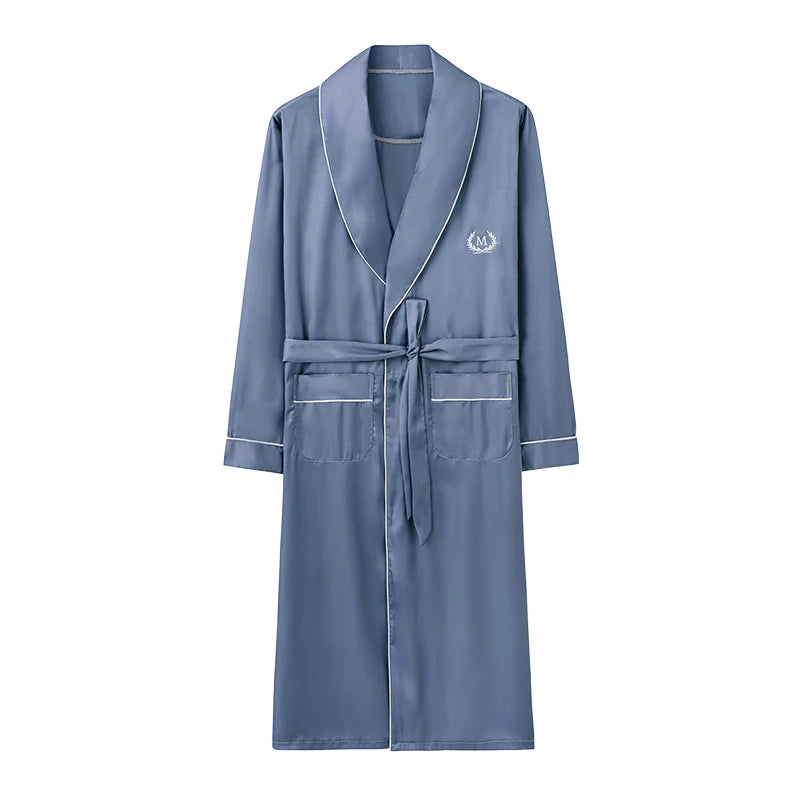 peignoir de bain homme luxe bleu gris