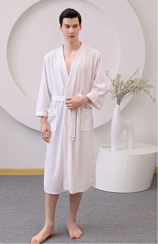 peignoir de bain leger blanc homme