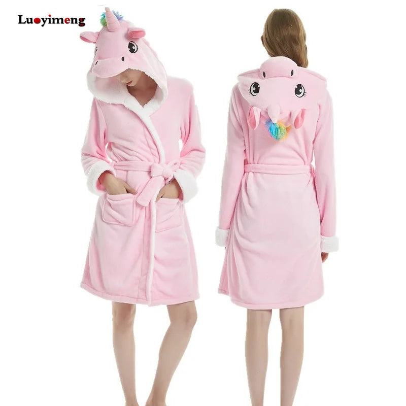 peignoir de bain licorne rose