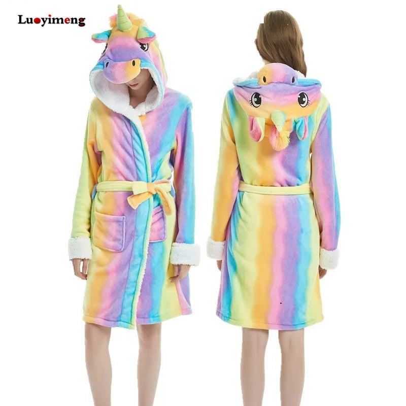 peignoir de bain licorne arc en ciel
