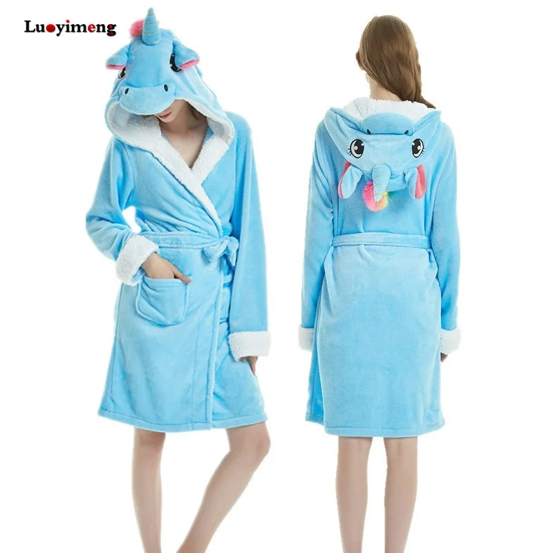 peignoir de bain licorne bleu