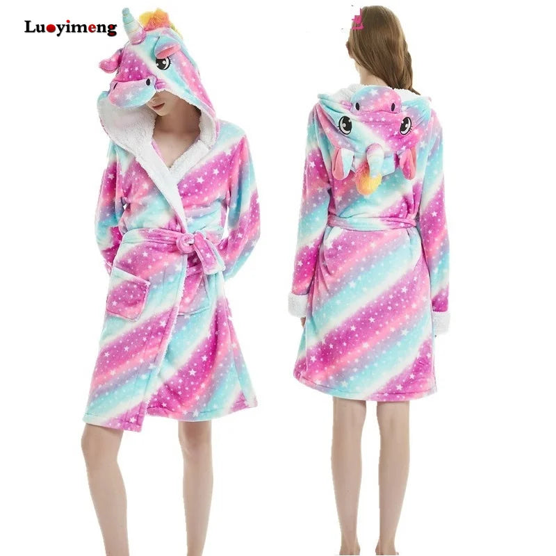 peignoir de bain licorne rose et bleu