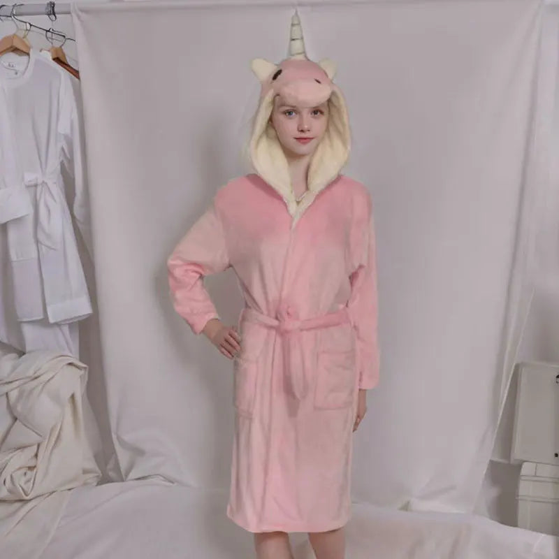 peignoir de bain licorne rose bonbon