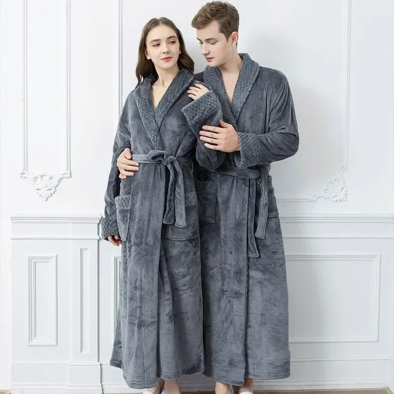 peignoir de bain long gris