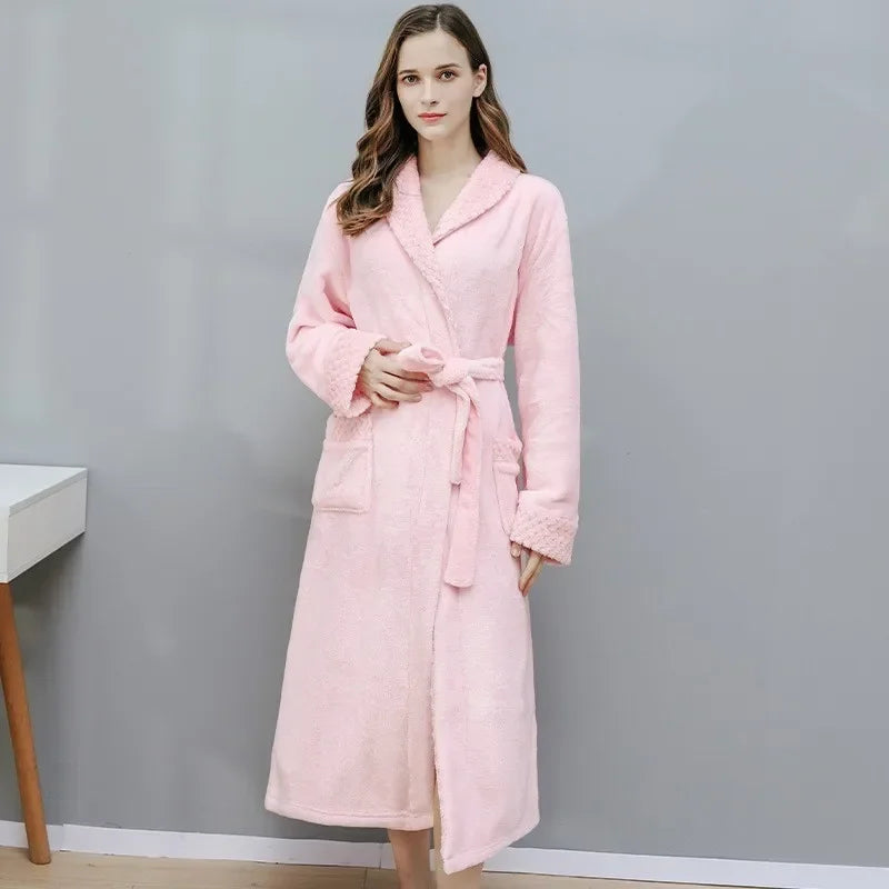 peignoir de bain long rose femme