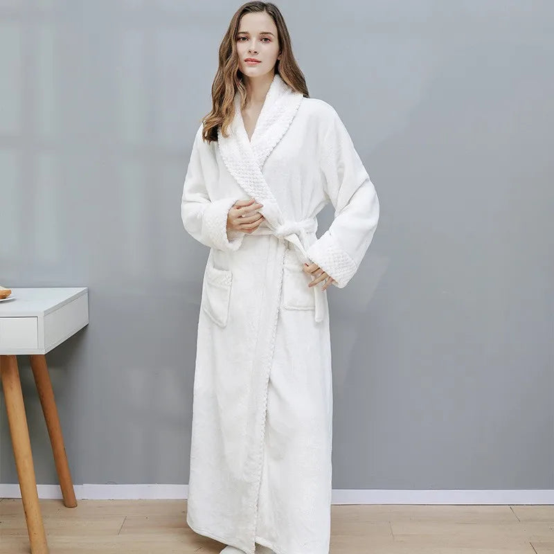 peignoir de bain long blanc femme