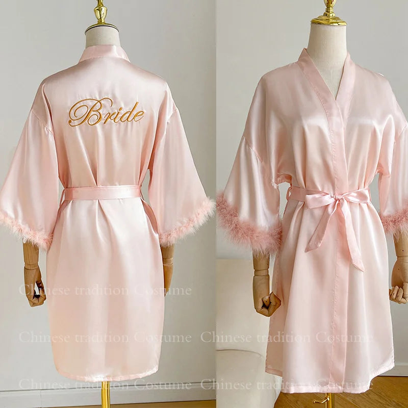 peignoir de bain mariée rose