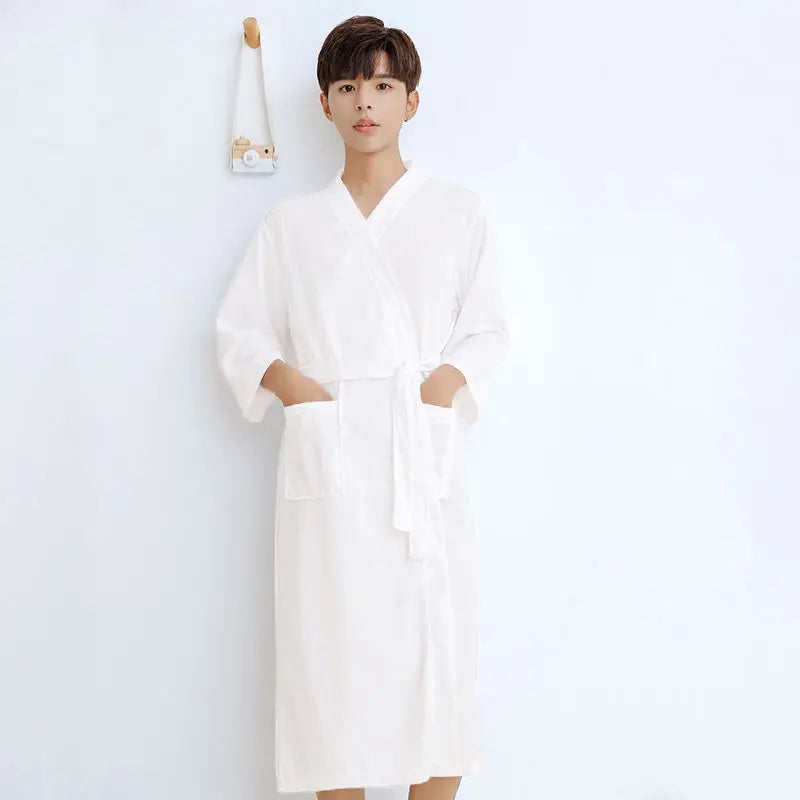peignoir de bain mixte blanc manches longues homme