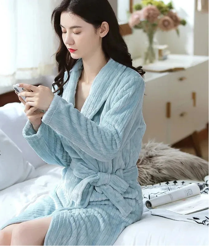 peignoir de bain velours femme bleu